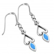 Synthetic Opal Sterling Silver Heart Earrings - e396